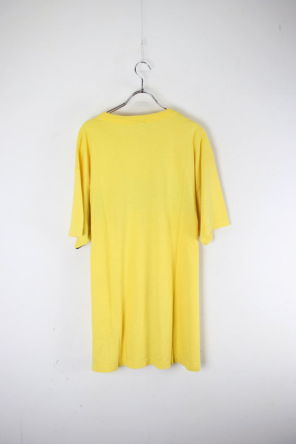 MADE IN USA 90'S LOGO PRINT TEE SHIRT / YELLOW [SIZE: L USED]