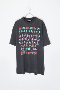 MADE IN USA 90'S S/S S.S.S INC PRINT T-SHIRT / BLACK [SIZE: XL USED]