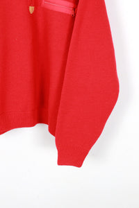 90'S HALF ZIP WOOL SWEATER / RED [SIZE: M USED]