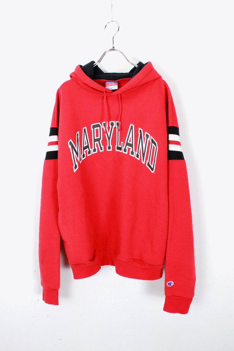 MARYLAND COLLEGE SWEAT HOODIE / RED [SIZE: L USED]