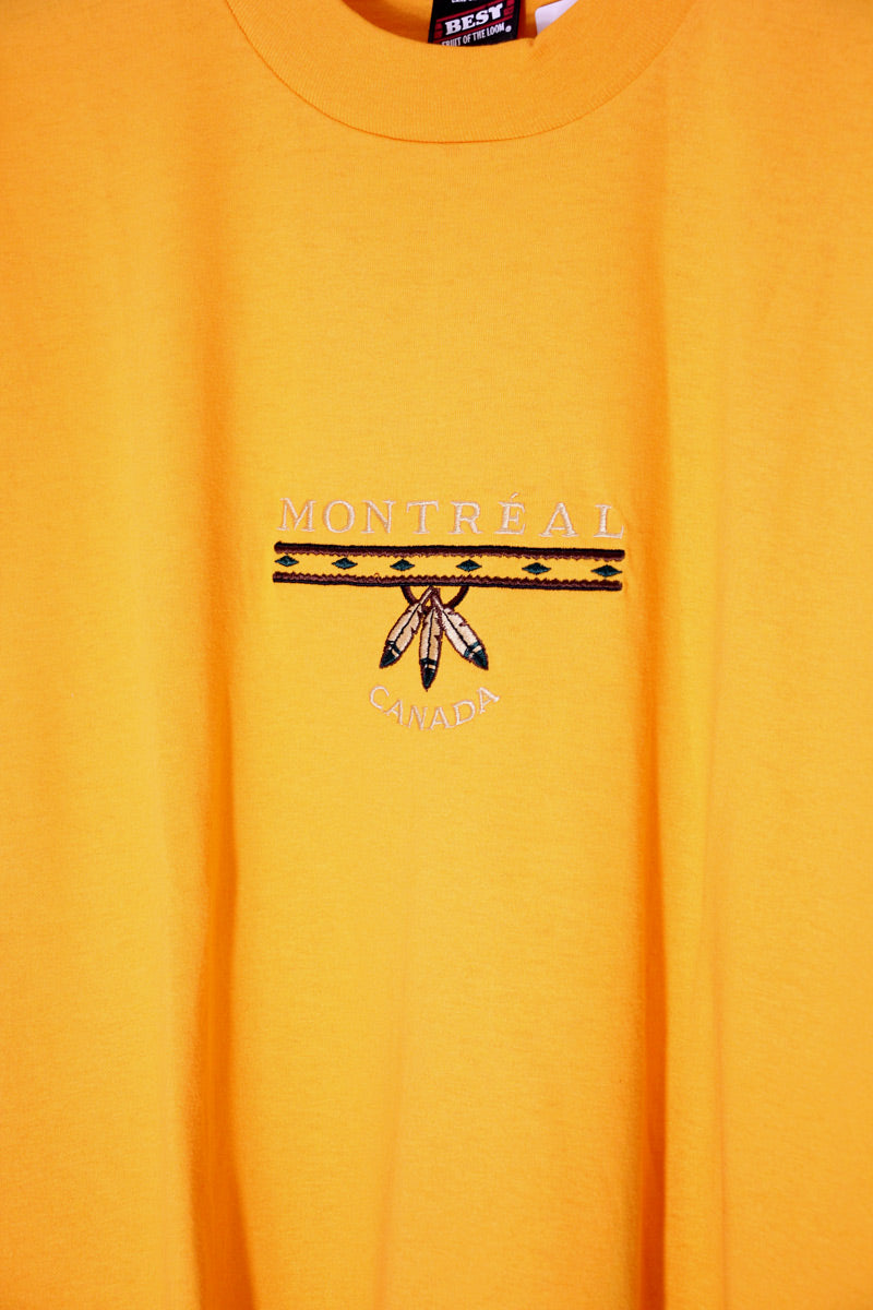 MADE IN USA 90'S MONTREAL T-SHIRT / YELLOW [SIZE: L USED]