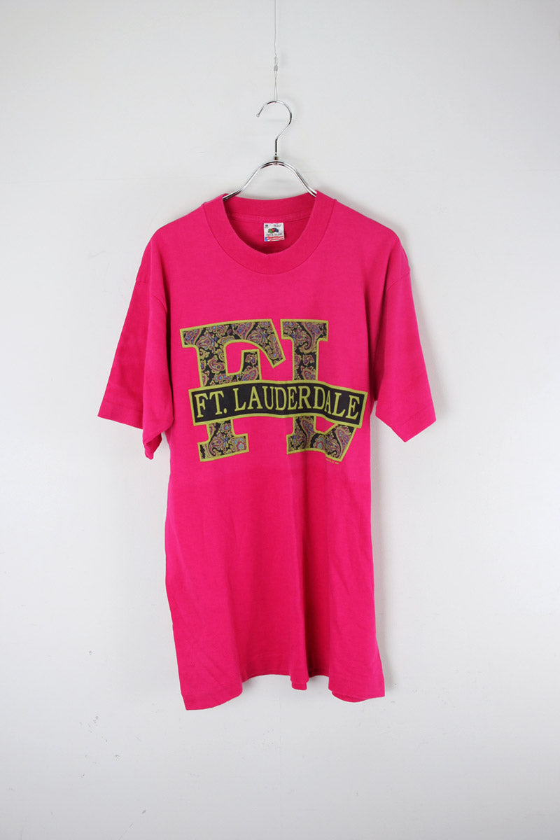 MADE IN USA 90'S FT LAUDERDALE TEE SHIRT / PINK [SIZE: M USED]