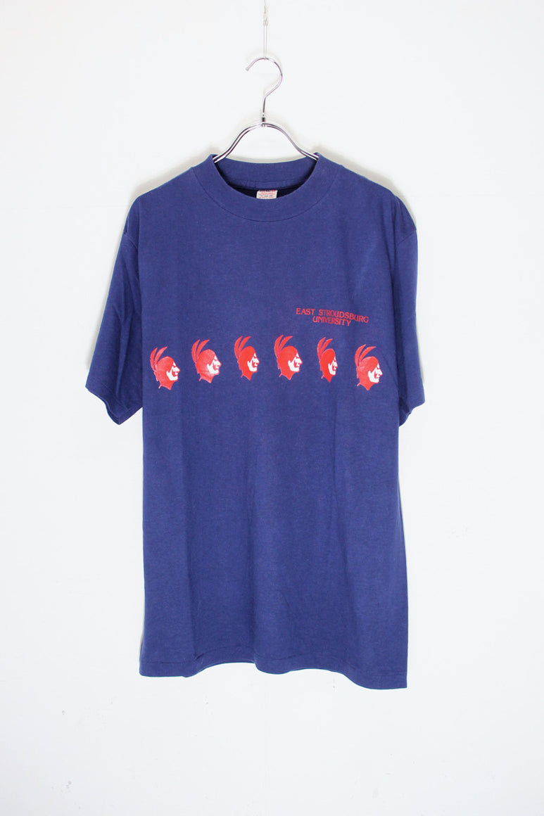 MADE IN USA 90'S S/S EAST STROUDSBURG UNIVERSITY T-SHIRT / NAVY [SIZE: XL USED]