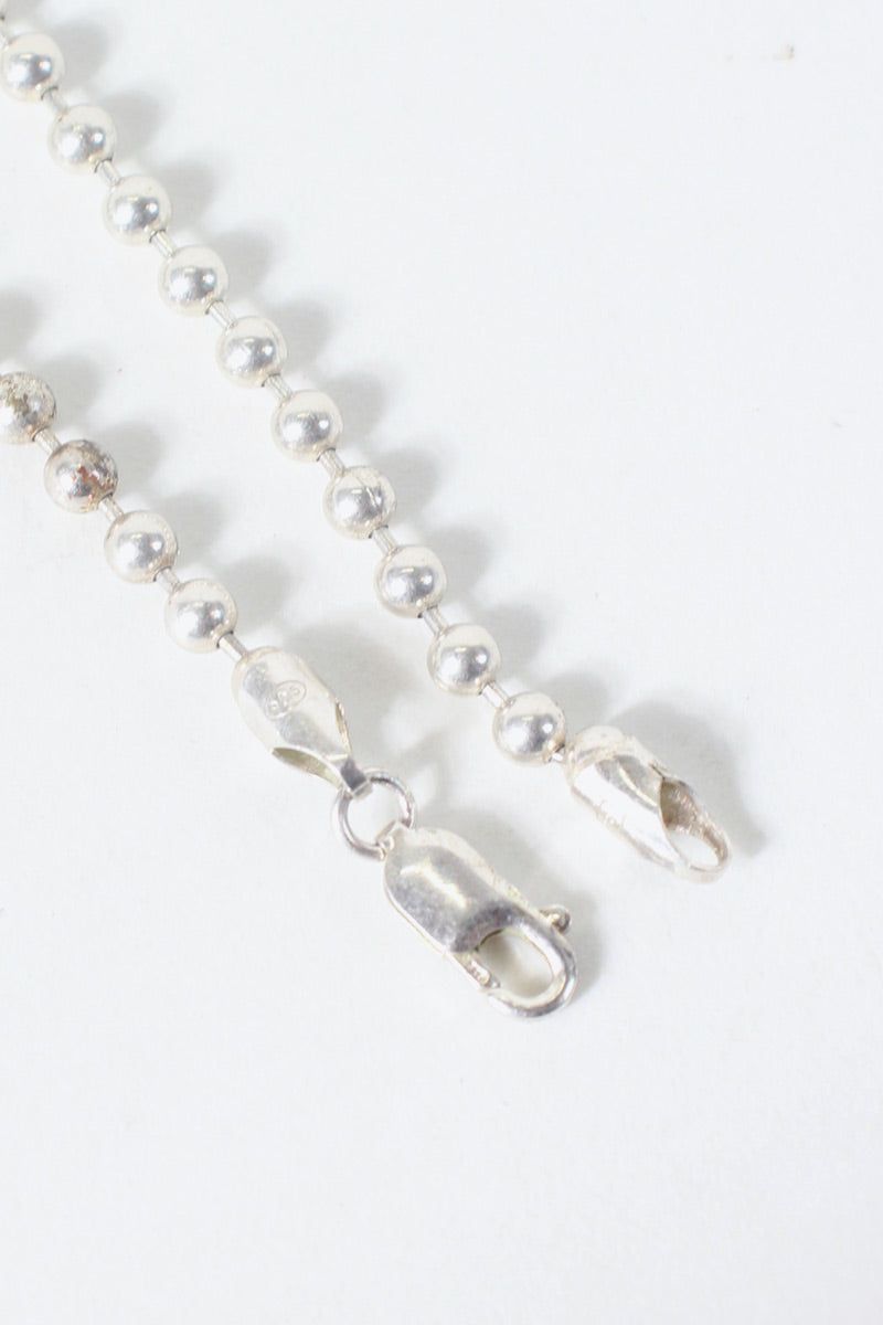 MADE IN ITALY 925 SILVER BALL CHAIN NECKLACE [ONE SIZE USED]