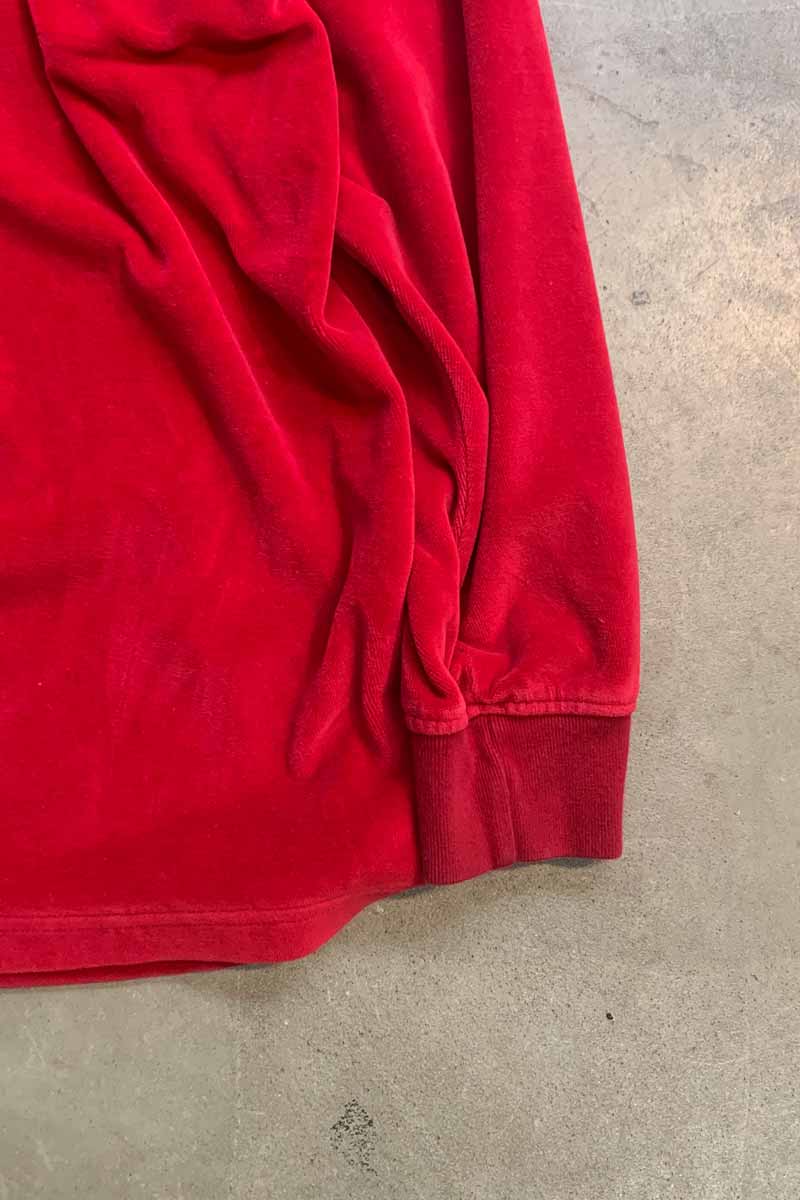 90'S L/S HALF ZIP VELOR SHIRT / RED [SIZE: L USED]