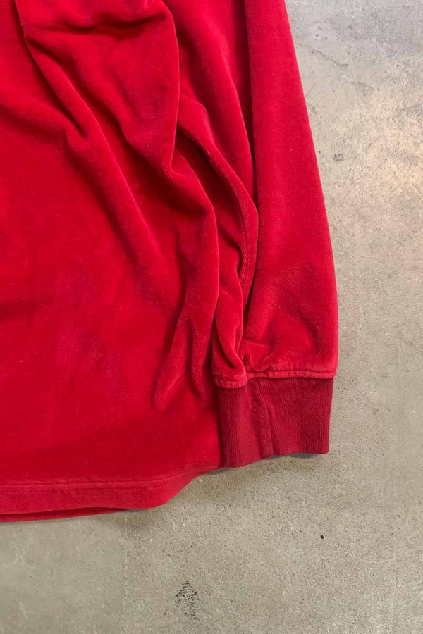 90'S L/S HALF ZIP VELOR SHIRT / RED [SIZE: L USED]