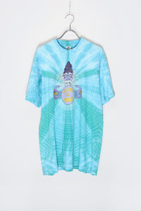MADE IN USA 90'S S/S ODYSSEY OF THE MIND PRINT TIE DYE T-SHIRT / BLUE [SIZE: L USED]