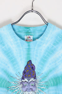 MADE IN USA 90'S S/S ODYSSEY OF THE MIND PRINT TIE DYE T-SHIRT / BLUE [SIZE: L USED]