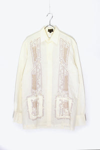 70'S L/S EMBROIDERY DESIGN SHIRT / IVORY [SIZE: S USED]