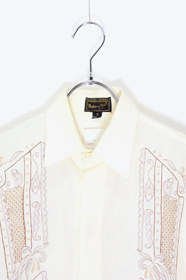 70'S L/S EMBROIDERY DESIGN SHIRT / IVORY [SIZE: S USED]