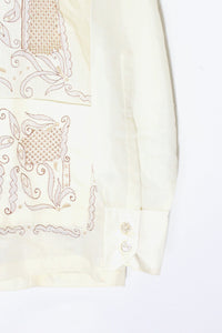 70'S L/S EMBROIDERY DESIGN SHIRT / IVORY [SIZE: S USED]