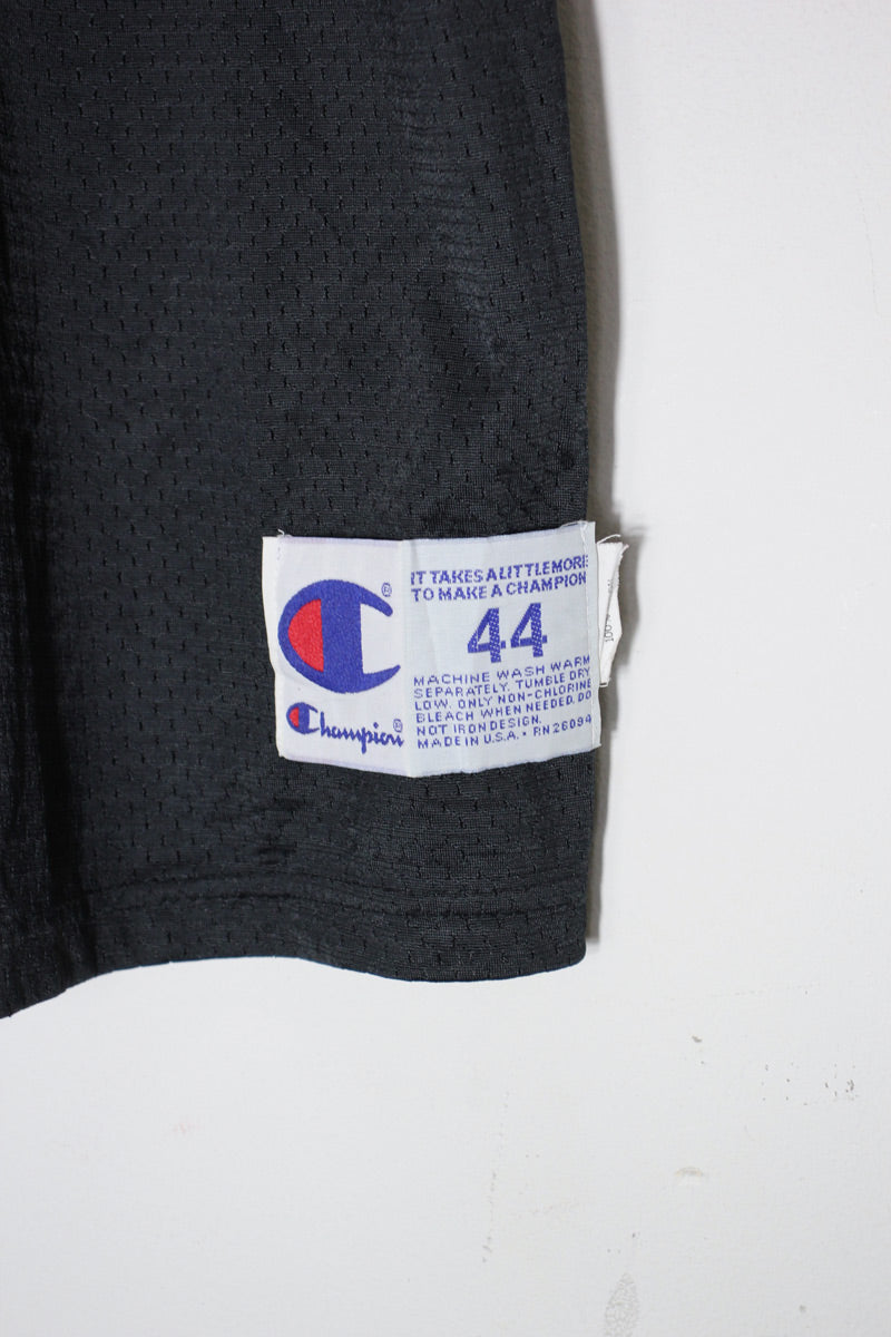 MADE IN USA 94'S S/S V-NECK MESH SUPER BOWL T-SHIRT / BLACK [SIZE: M equivalent USED]