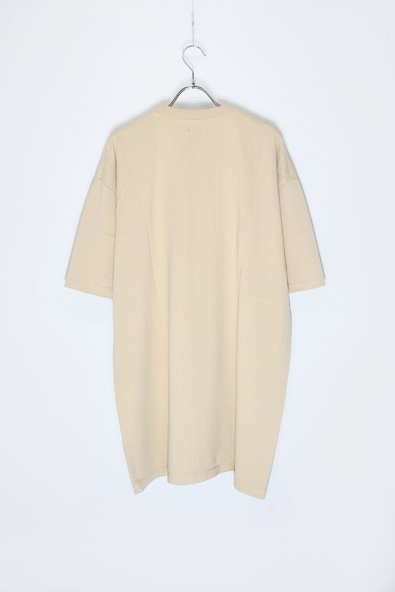 S/S LOGO EMBROIDERY T-SHIRT / BEIGE [SIZE: XXL USED]