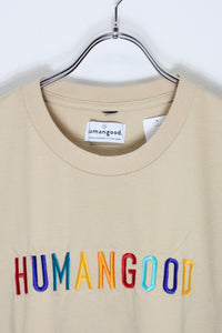S/S LOGO EMBROIDERY T-SHIRT / BEIGE [SIZE: XXL USED]