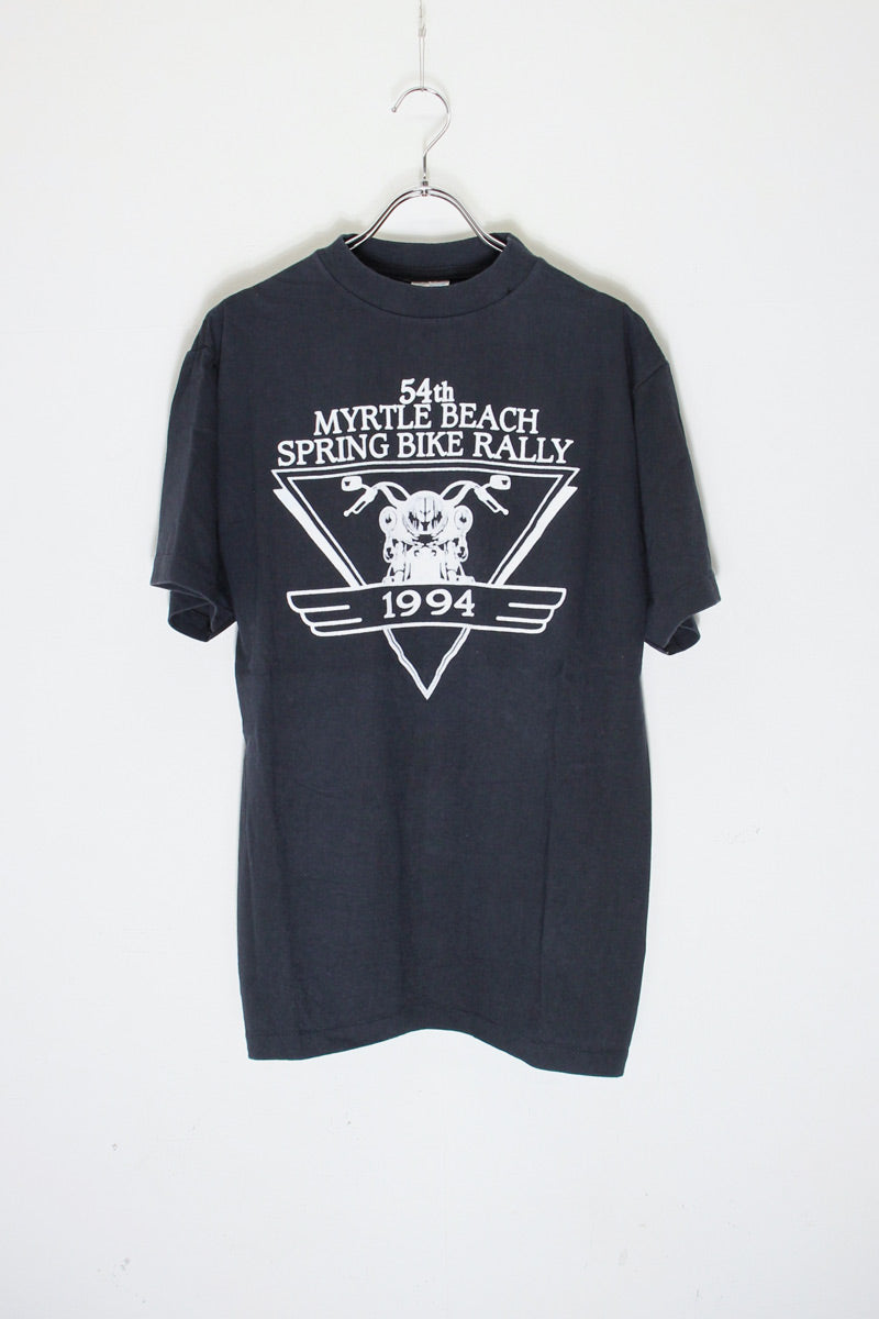MADE IN USA 90'S S/S MYRTLE BEACH SPRING BIKE RALLY PRINT T-SHIRT / BLACK [SIZE: M USED]