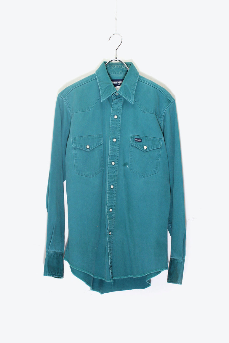 80'S L/S WESTAN SHIRT / GREEN [SIZE: M相当 USED]