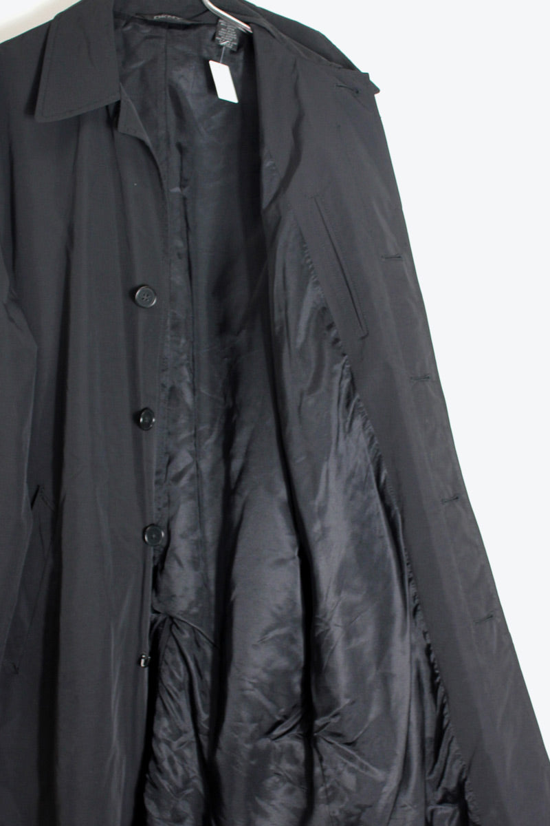 90'S NYLON LONG COAT / BLACK [SIZE: S USED]