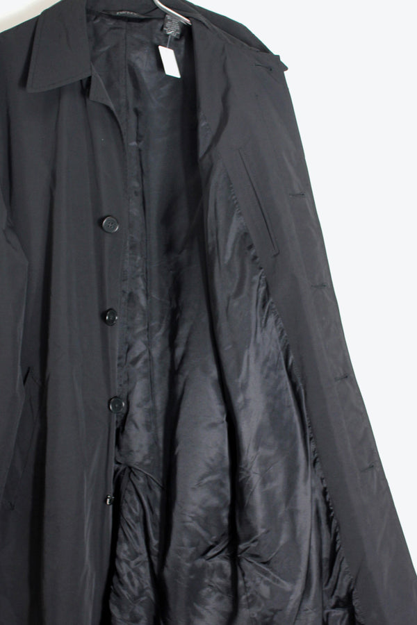 90'S NYLON LONG COAT / BLACK [SIZE: S USED]