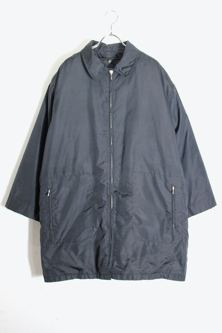MADE IN ITALY 90'S NYLON COAT W/LINNER / BLACK [SIZE: L相当 USED]