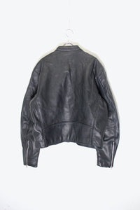 MADE IN USA 90'S LEATHER SINGLE RIDERS JACKET / BLACK［ SIZE: M相当 USED ]