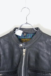 MADE IN USA 90'S LEATHER SINGLE RIDERS JACKET / BLACK［ SIZE: M相当 USED ]