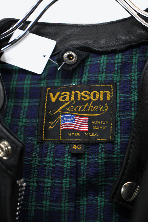 MADE IN USA 90'S LEATHER SINGLE RIDERS JACKET / BLACK [ SIZE: Equivalent to M, USED ]