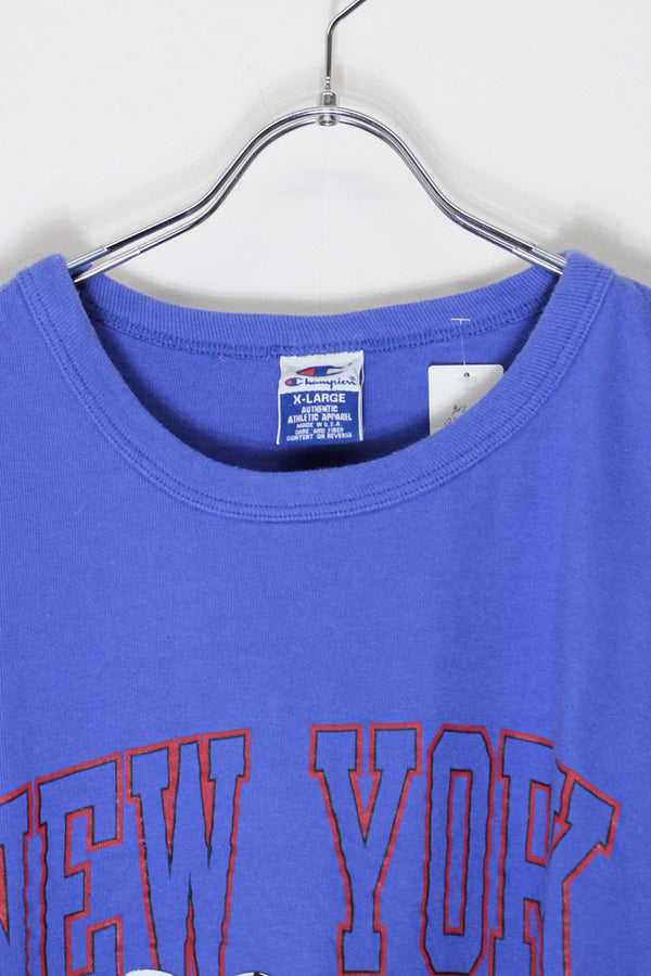 MADE IN USA 90'S S/S NFL NY GIANTS PRINT T-SHIRT / BLUE [SIZE: XL USED]