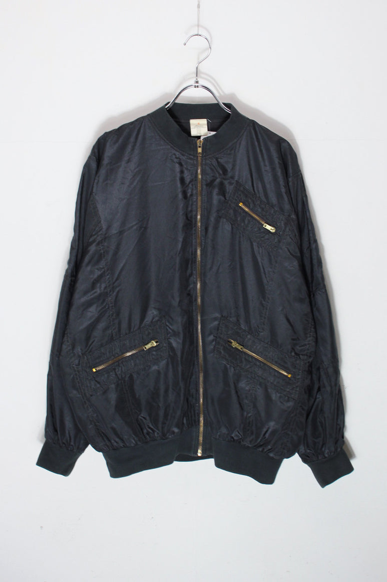 90'S NYLON ZIP JACKET / BLACK [SIZE: S USED]