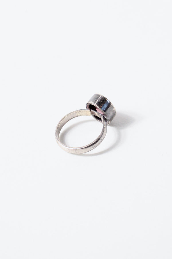 SILVER RING W/GLASS STONE [SIZE: US 7.5 USED]