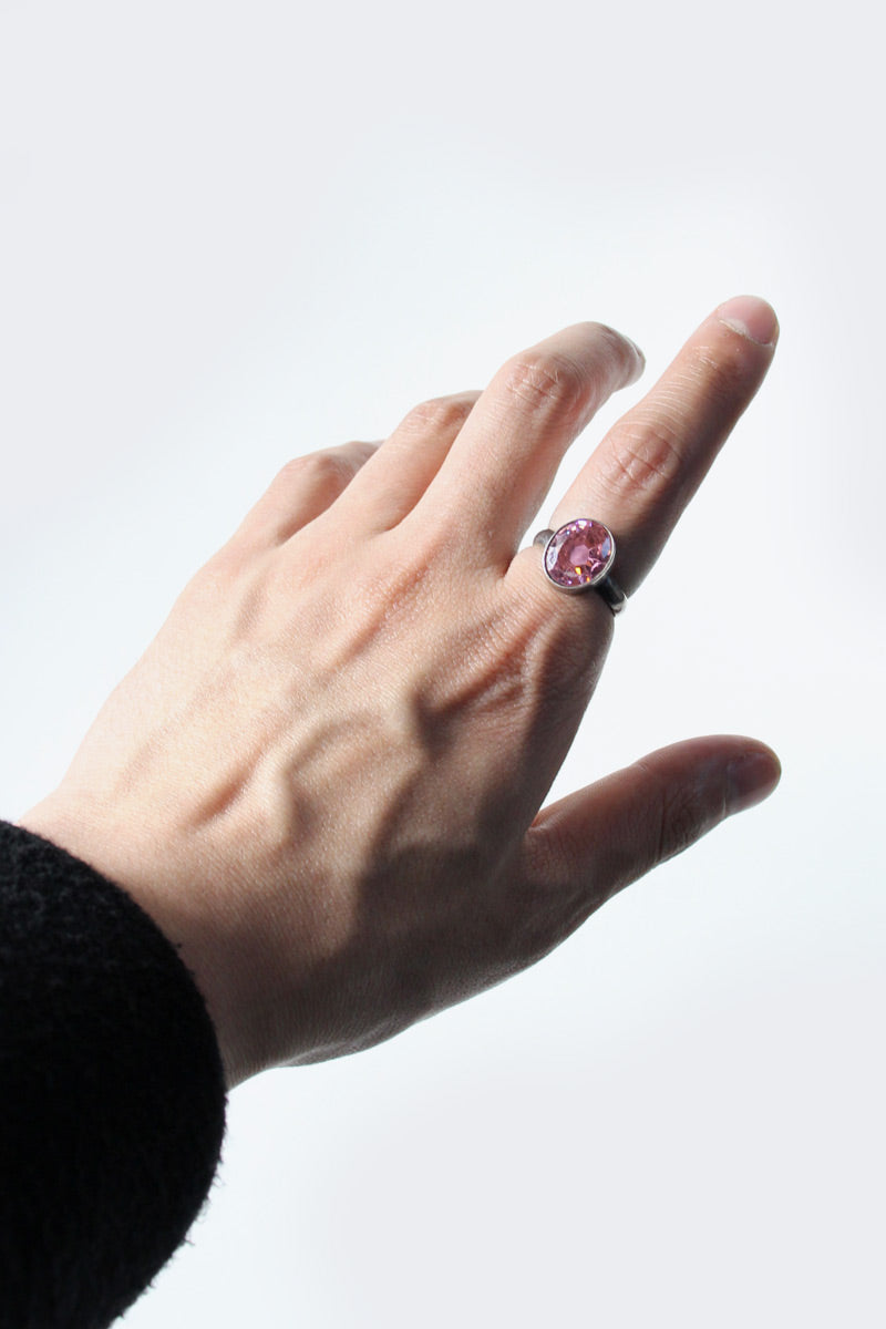 SILVER RING W/GLASS STONE [SIZE: US 7.5 USED]