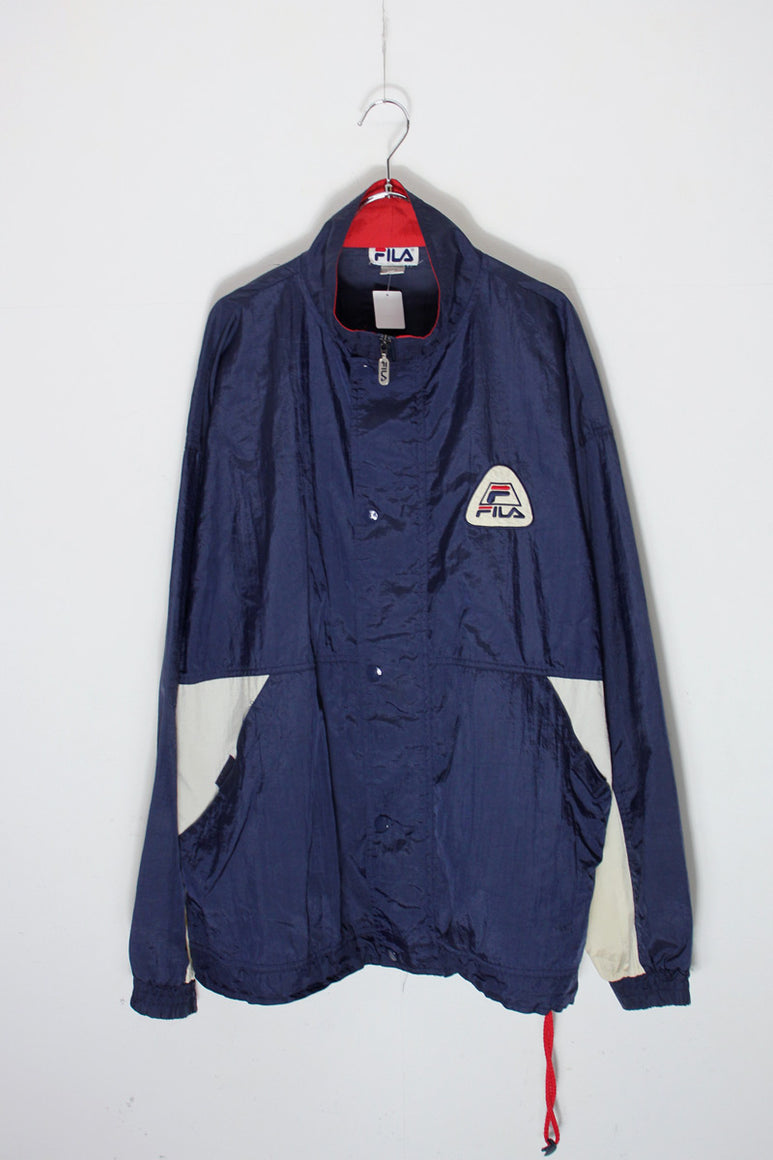 90'S NYLON ZIP JACKET / NAVY/WHITE [SIZE: L USED]