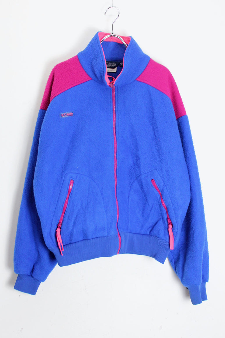 MADE IN USA 80'S FLEECE JACKET / BLUE/PINK [SIZE: L USED]