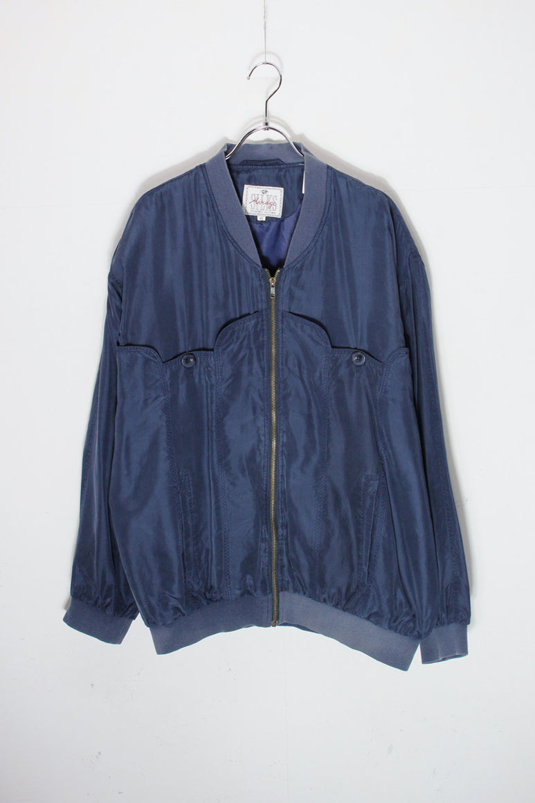 90'S SILK ZIP JACKET / NAVY [SIZE: L相当 USED]