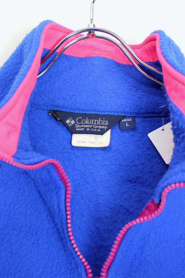 MADE IN USA 80'S FLEECE JACKET / BLUE/PINK [사이즈: L USED]