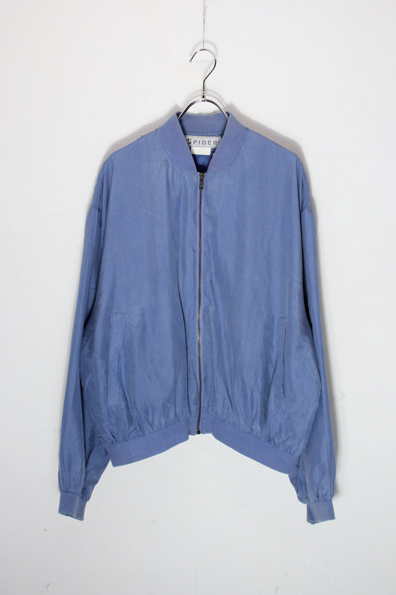 90'S SILK ZIP JACKET / LIGHT BLUE [SIZE: XL USED]