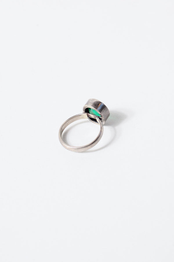 SILVER RING WITH GLASS STONE [SIZE: 19 USED]