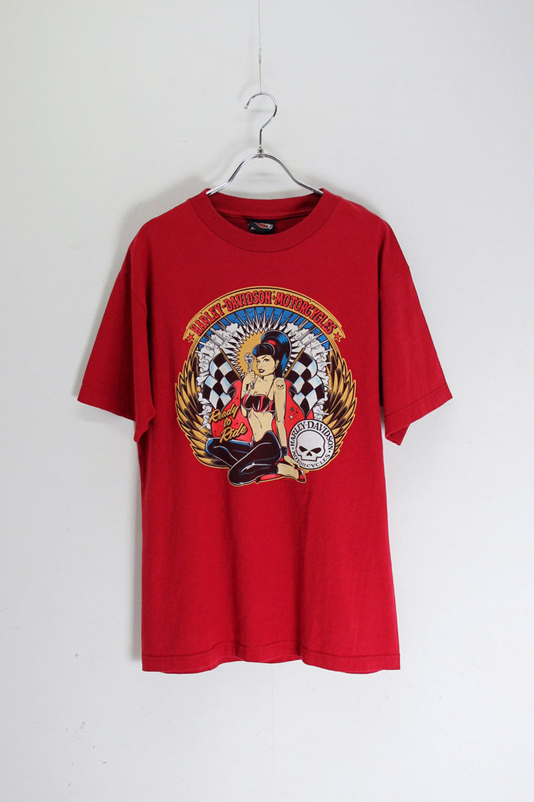 90'S READY TO RIDE TEE SHIRT / RED [SIZE: M USED]