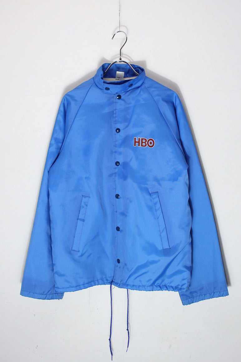 MADE IN USA 80'S STAND COLLAR NYLON JACKET / SAX BLUE [SIZE: S USED]