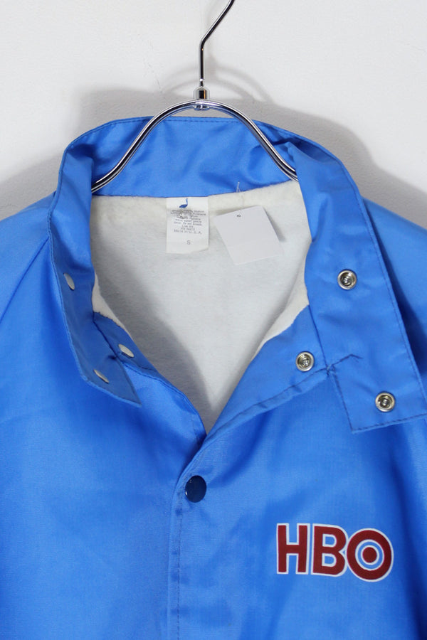 MADE IN USA 80'S STAND COLLAR NYLON JACKET / SAX BLUE [SIZE: S USED]