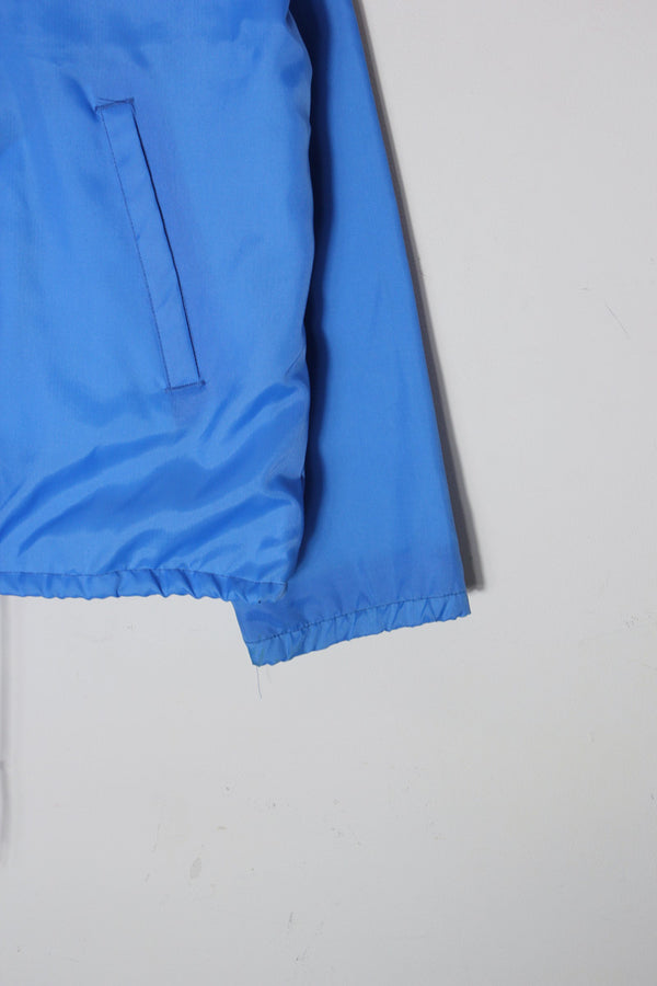 MADE IN USA 80'S STAND COLLAR NYLON JACKET / SAX BLUE [SIZE: S USED]