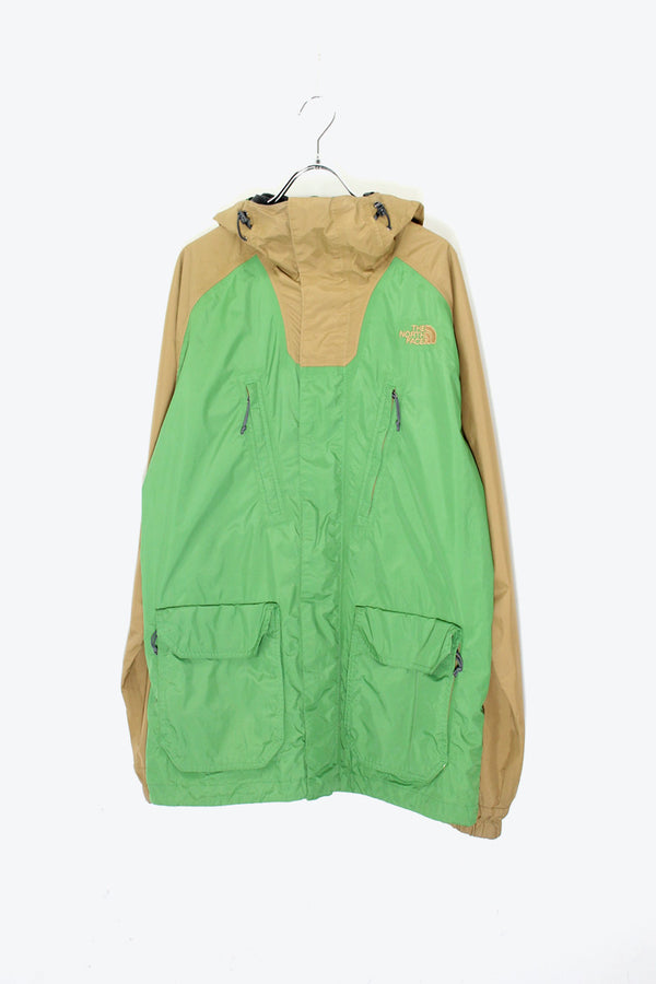 14'S HYVENT NYLON MOUNTAIN HOODIE / BEIGE / GREEN [ SIZE: M USED ]