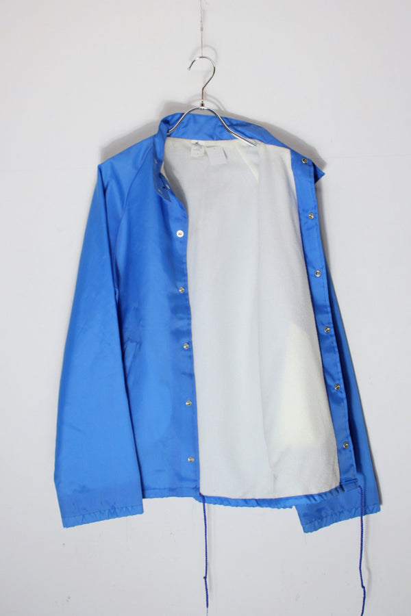MADE IN USA 80'S STAND COLLAR NYLON JACKET / SAX BLUE [SIZE: S USED]