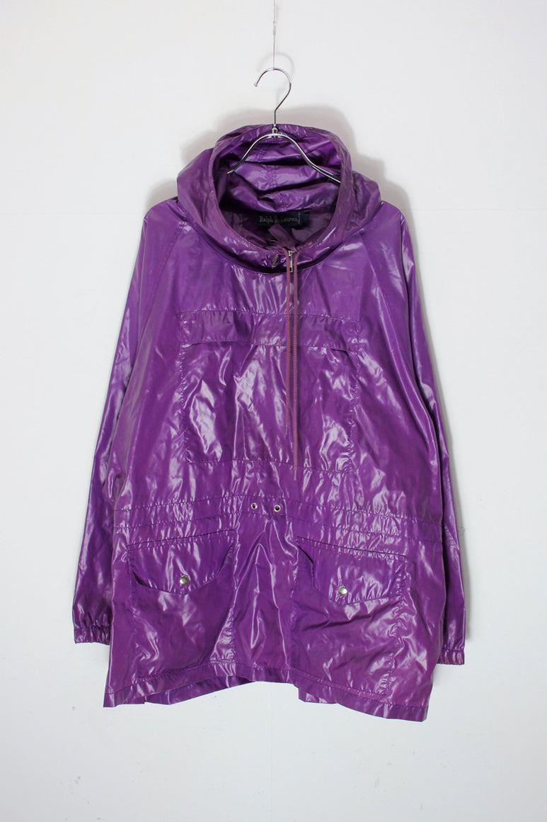 90'S PULLOVER NYLON HOODIE DESIGN JACKET / PURPLE [SIZE: M USED]