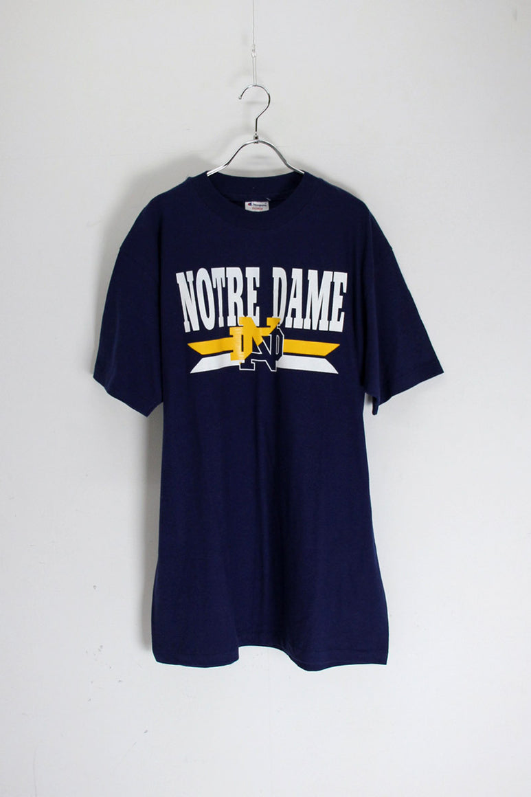 MADE IN USA 90'S NOTRE DAME TEE SHIRT / NAVY [SIZE: XL USED]