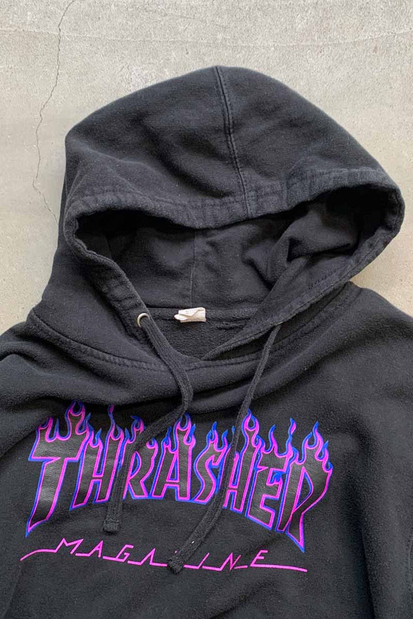 THRASHER LOGO PRINT SWEAT HOODIE USA Model / BLACK [SIZE: M USED]