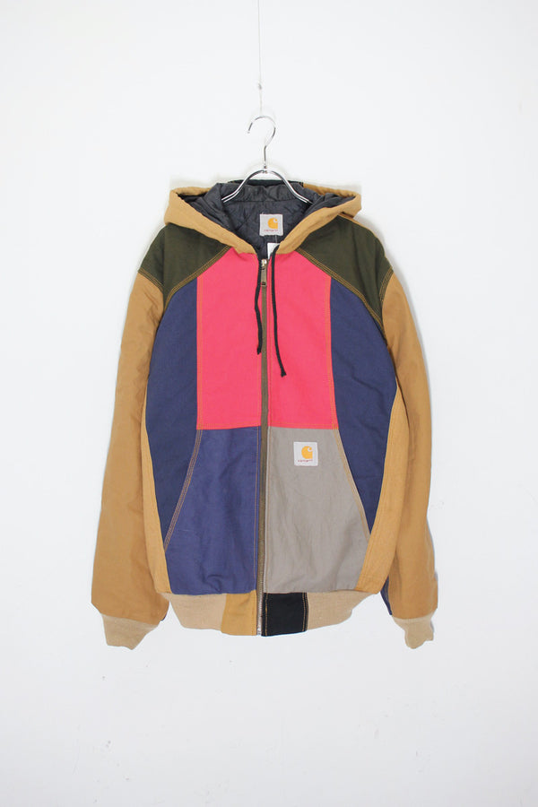 90'S DUCK FULL ZIP ACTIVE HOODIE JACKET W/QUILTING LINER / MULTI [SIZE: M equivalent USED]