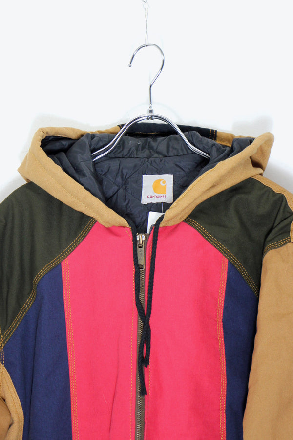 90'S DUCK FULL ZIP ACTIVE HOODIE JACKET W/QUILTING LINER / MULTI [SIZE: M equivalent USED]