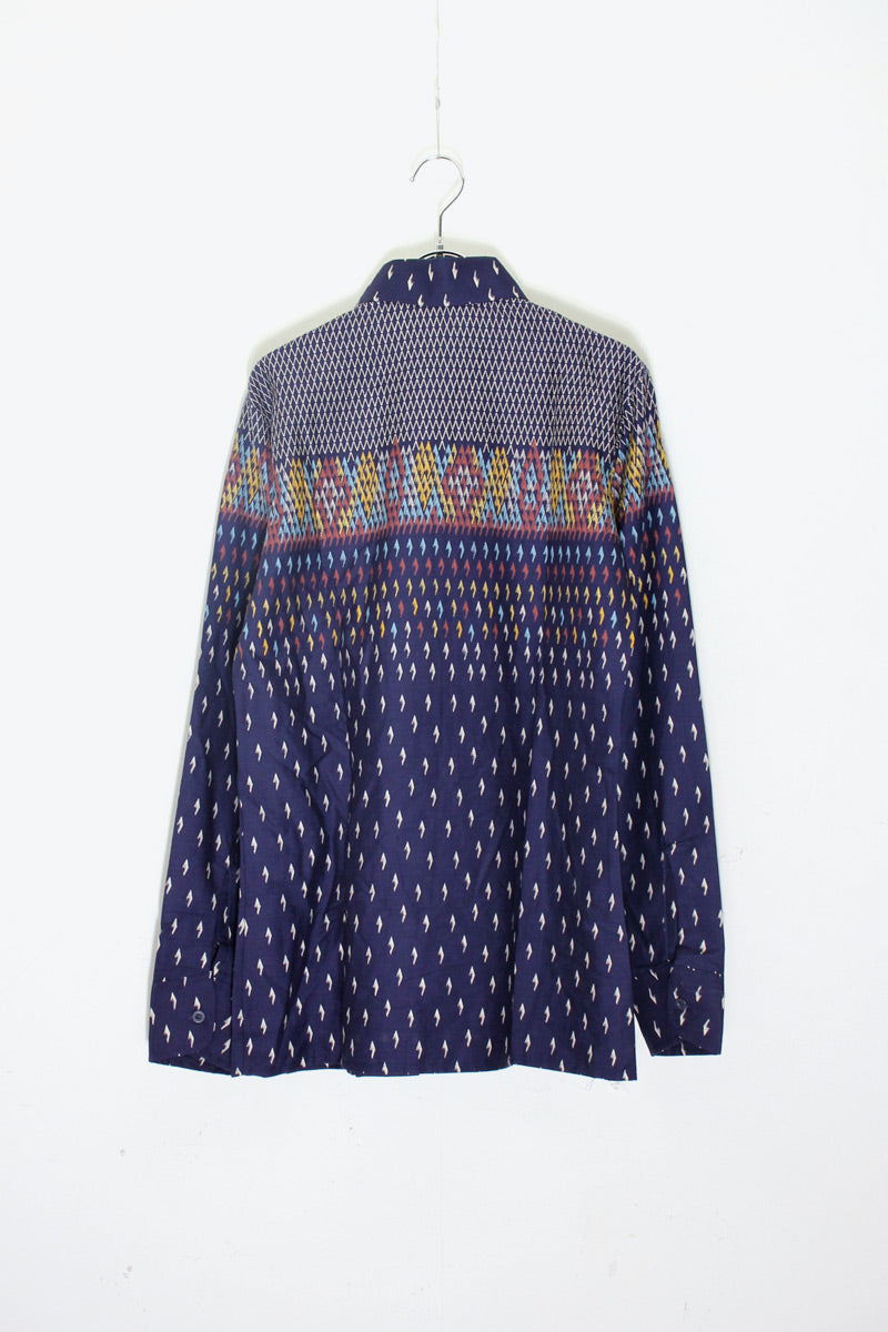 70'S L/S PATTERN SHIRT / NAVY [SIZE: S USED]