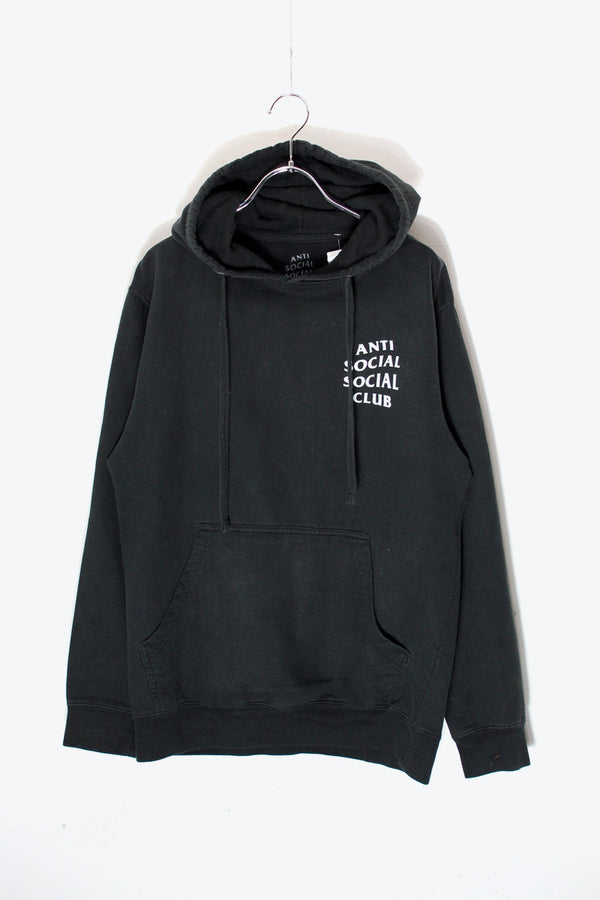 BUCK FLOWER LOGO PRINT PULLOVER SWEAT HOODIE / BLACK [SIZE: S USED]