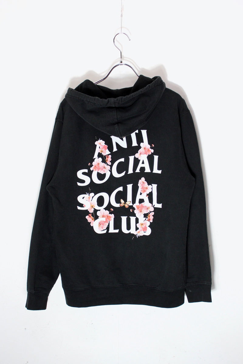 BUCK FLOWER LOGO PRINT PULLOVER SWEAT HOODIE / BLACK [SIZE: S USED]